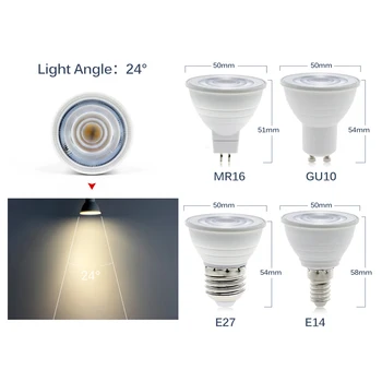 6 бр./лот LED Лампа MR16 GU10 E14 E27 AC220-240V Топъл Бял, Студен Бял 6 W COB LED Прожектор За Домашно Външно осветление