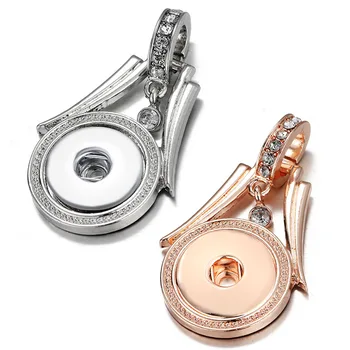 Нова красота Мода елегантен Кристал в сребрист цвят/розово-златен медальон с катарама колие 60 см, подходящи за 18 мм бутон на едро XL0060