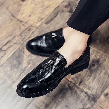 Луксозни класически мъжки обувки-oxfords с остри пръсти, от естествена телешка кожа, обувки за мъже с остри пръсти официалната обувки сватбени обувки 38-47