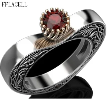 FFLACELL 2020 Нова Мода Ретро Стил два тона пръстен във Формата на Сърце За мъже и жени Вечерни Бижута Подаръци