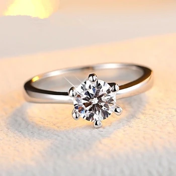 Производител на едро 6 нокът златен цвят пръстен Австрия кристал циркон пръстена Коледен подарък сватбени женски дамски бижута пръстени r096