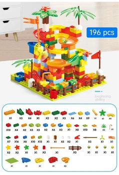 Направи си САМ Строителни Тухли Мини-Мрамор състезание градивните елементи на Фуния Слайд Дизайнер Подарък Играчка за деца Детски блокове заключване от деца