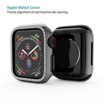 Диамантен калъф за Apple Watch se 6 5 4 44 мм 40 мм, калъф за часа Защитник PC iWatch серия 3 2 1 42 мм 38 мм аксесоари за умен часа