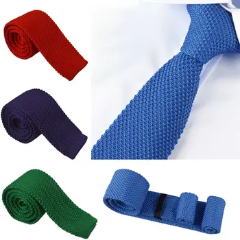 Нови мъжки възли обикновена тесни вратовръзки, Класически вратовръзки от полиестер Модни каре мъжки вратовръзки Пролетни ежедневни плетени вратовръзки