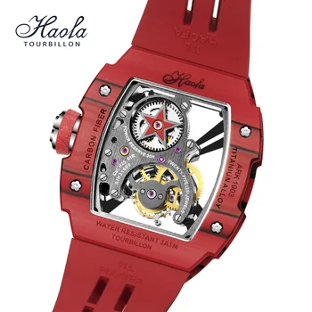 HAOFA 1903 Скелет Часовници с турбийоном За мъже Механични Сапфировые Светещи часовници Мъжки 2021 Въртящи се на луксозна марка часовници