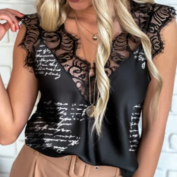 Модерен жена топ с дантелен шевове, сексуална майк с дълбоко V-образно деколте дамски тениски с дълги ръкави, Нова жилетка, Ropa Mujer
