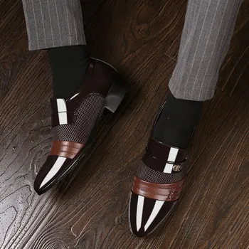 RANMO Модерен мъжки модел обувки без закопчалка, мъжки oxfords, Модерен бизнес рокля, Мъжки обувки, Нови Класически кожени мъжки костюми, обувки
