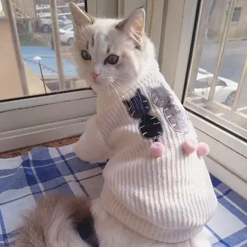 [2021 Гореща]Облекло за котки есен анти-косата есен есен и зима куклен котка синя котка коте коте зима сладък домашен котка пуловер за котки