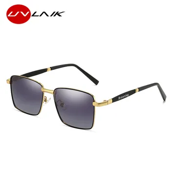 UVLAIK Класически Анти-UV400 Мъжки огледално Поляризирани слънчеви очила Цвят За мъжете, за жените Корпоративна дизайн Шофиране в квадратни рамки Слънчеви очила за мъже