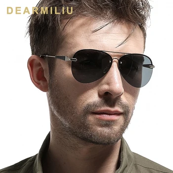 Марка DEARMILIU 2019 Мъжки поляризирани квадратни слънчеви очила в метални рамки Слънчеви очила Poilot Модерни дамски очила с Огледално нюанси за мъже