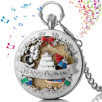 Честит Рожден Ден, Мелодия Музикални Джобни Часовници Реколта Уникални Подаръци за Рожден Ден, за Семейството, Приятелите Висящи Музикални Джобни Часовници