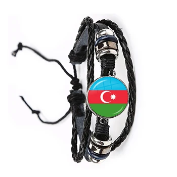 Малта Замбия Зимбабве Латвия Армения, Азербайджан и Саудитска Арабия ОАЕ, Мароко Национален Флаг Стъклен Купол Кожени Гривни За Жени, Мъже
