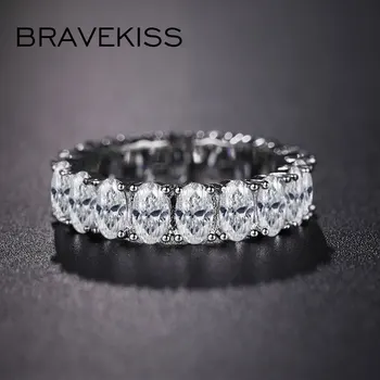 Bravekiss Модни Овални Сватбени пръстени Вечността Bague за жените Любовта Луксозни пръстени обещания пръстен с кубическим цирконием Подаръци Бижута UR058