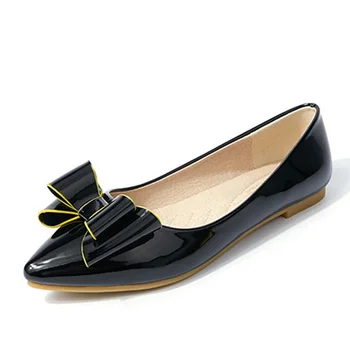 MVVJKE Есен Нова дамски ежедневни обувки на равна подметка Дамски модни обувки с лък, и остри пръсти До обувки с малките си уста единичен обувки zapatillas mujer