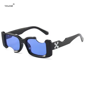 Малки правоъгълни слънчеви очила с изрези За жени Реколта дизайнерски зелени и черни Слънчеви очила За мъже 2022 Маркови Модни нюанси квадратни UV очила