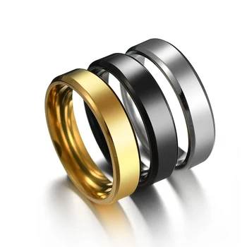 2020 6 мм Титановая стомана Черни Пръстени За пръстите на Комплект за мъже Посеребренное пръстен За жени, Бижута златен цвят Женски венчален пръстен