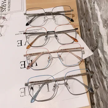 Корейски цвят съвпадение супер голяма рамка за анти-синя светлина очила мъжка мода ретро квадратна късогледство дамски степента на съответствие
