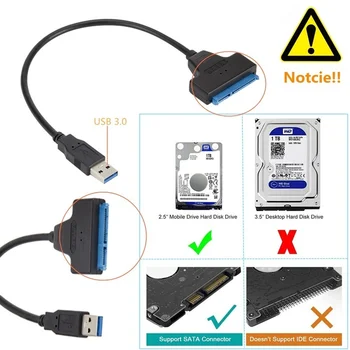 USB 3.0 /2.0/3.1 Кабел SATA за Външен Хард Диск 2в1 Конвертор за SATA, USB Твърд Диск До 6 Gbit / и За С 2.5