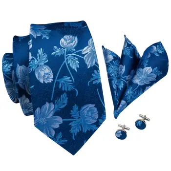 Тъмно синьо Цвете от Коприна Сватбен Вратовръзка за мъжете Ръчно родословни обици Подарък на Мъжката Вратовръзка моден Дизайнер Бизнес парти Дропшиппинг Hi-Вратовръзка