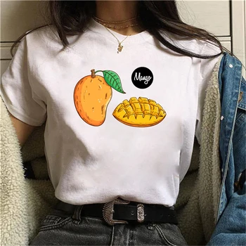 Мультяшная тениска с принтом манго за жени 90-те години на графична тениска Harajuku Върховете тениска Сладка тениска с къс ръкав за животни дамски тениски