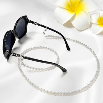 Chichain Стилна Верижка за очила от бели перли с мъниста, за жени и за дами, Елегантен Кабел за колиета ръчно изработени от перлата на шнурком