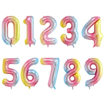 40-инчов Градиентный Цветен Брой Балони за момичета Декор за парти по случай рождения Ден на Дъгата номер балон от фолио за партита Universay