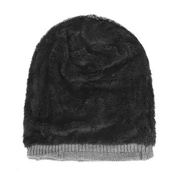 Зимни топли тюбетейки шапки Модни вязаная дамски шапка с шал яка подпора на открито, за възрастни Мъже Casual мека вълнена шапчица