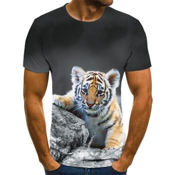 Мъжки модни тениска Atest 110-6XL Тигър 3D с Принтом Животни Страхотна проста И щедра тениска Мъжка лятна топ с къс ръкав