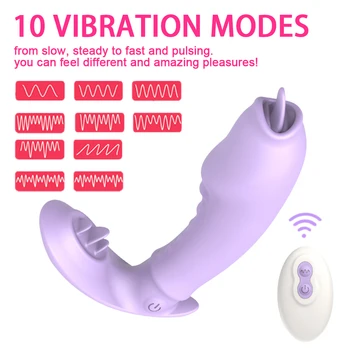 Дистанционно управление Носене Дилдо Колан Вибратор за жените Стимулатор на Клитора Близането на Езика на G Точката Секс играчки за жени Отношение 18