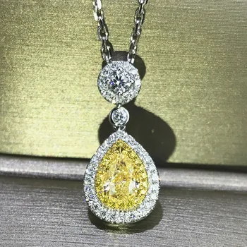 Истински натурален Аметрин с окачване от скъпоценни камъни с диаманти за жени S925 Сребро цвят Бизутерия Сребро 925 проба Бижута Joyas