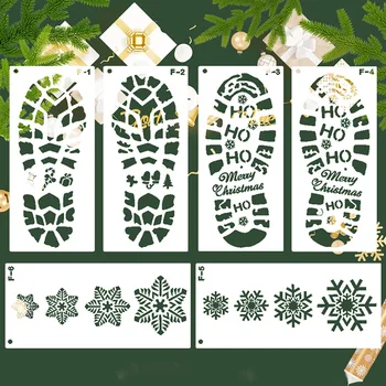6шт Следи Дядо Коледа Шаблони Снежинки Шаблон за изготвяне направи си САМ Коледна украса за Многократна употреба Бележки за Оцветяване Релефен Декор