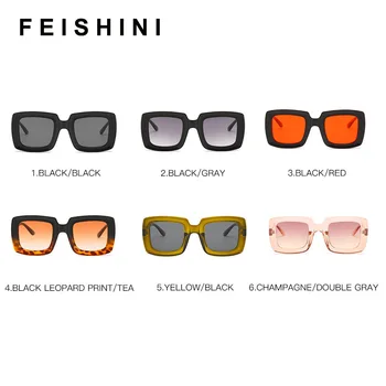 Feishini Модни големи слънчеви очила с прозрачни лещи Женски Луксозни маркови и дизайнерски очила на оригинално качество Нюанси за жени Реколта