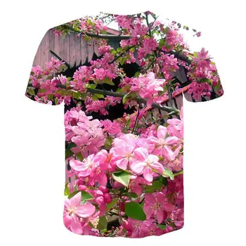 2022 Мъжки градинска облекло Ново лято 3D Розово Цвете лале Тениска Ежедневни тениски с 3D-принтом XS-5XL