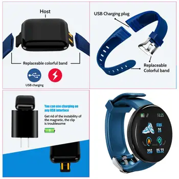 D18S Смарт часовници За мъже Кръвно налягане наблюдение на сърдечната честота Фитнес тракер Смарт часовници Android и IOS и Дамска мода Смарт часовник Будилник