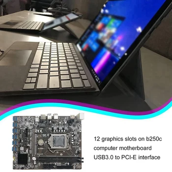 Дънна платка AU42-B250C Миньор+Термопаста+Кабел SATA 12 PCIE към конектора за видеокартата USB3.0 LGA1151 Подкрепа на оперативна памет DDR4 DImm