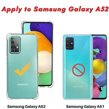 Устойчив на удари Прозрачен Прозрачен Калъф за телефон Samsung Galaxy A52 5G TPU Мека ультратонкая Делото за Samsung A52 4G