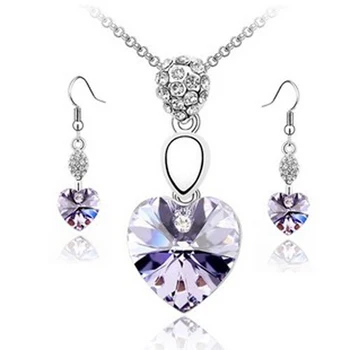 луксозни австрийски кристали, висулка във формата на сърце изискани бижута parure bijoux femme 2021