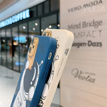 Cartoony калъф за телефон астронавти за iphone 12 mini 7 8 plus X XR XS Max SE 2020 Силиконова капачка Модни прекрасната мека седалка със странична рамка