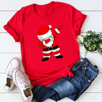 Женска тениска с принтом Коледен елен, Коледна коледна тениска Harajuku, модни тениски с къс ръкав, мъжки облекла в стил хип-хоп