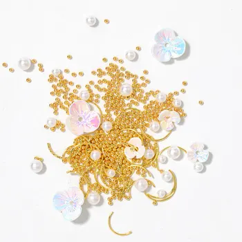 Маникюр shell флорални декорации от японски перли опал 3D диамант спойка за нокти висулки от миди, цветя, бижута от сплав и кристали