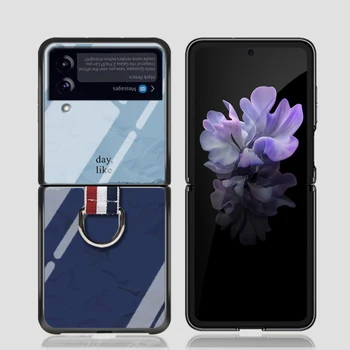 За Samsung Galaxy Z Flip 3 5G Калъфи за телефони с градиентным сращиванием Калъф за мобилен телефон с околовръстен катарама От закалено стъкло със защита от пръстови отпечатъци