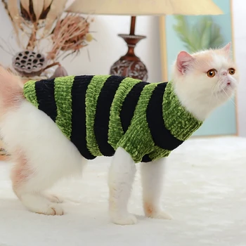 Котка Сфинкс Пуловер, ръчно изработени Зимни Дрехи за котенца Топъл Костюм Puppy За малки Кучета, Мек пуловер Есен Чихуахуа Сфинкс Зелен
