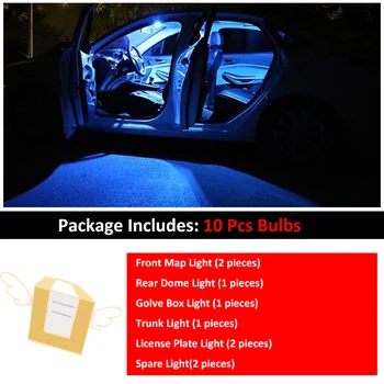 10 Бр. Авто Бял Интериор LED Крушки Комплект за 2003-2012 Honda Accord Карта Купола на Багажника Лампа Светлина Аксесоари за подреждане
