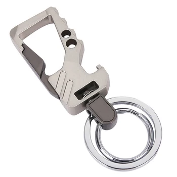 Метален Автомобилен ключ с двоен Пръстен от Притежателите на ключове Многофункционален Органайзер за ключодържател Ключодържател Бизнес подаръци Авто притурка Ключодържател за отваряне на бутилки