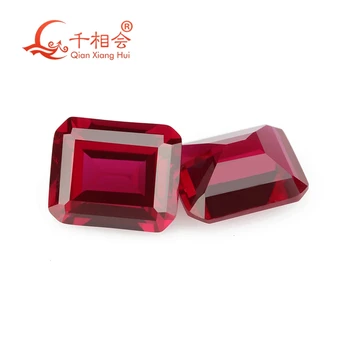5# червен цвят ruby правоъгълна форма на изумруд и диамант нарязани изкуствен сапфир корунд скъпоценен камък за бижута