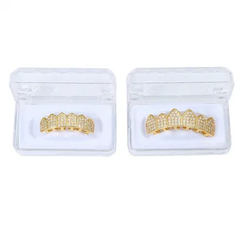 Златен Сребърен Цвят Медна Зъби Grillz Bling AAA+ Циркониеви Решетки За мъже и жени Хип-хоп Бижута Подаръци