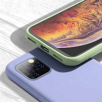 Калъф за iPhone SE 2020 Калъф, изработени от въглеродни Влакна Плътен Цвят Течен Калъф за iPhone 11 Pro X XS Max 6 7 8 Плюс Калъф за iPhone 11 Pro Max
