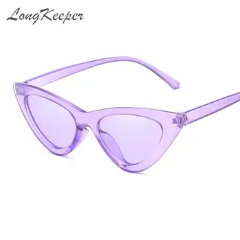 LongKeeper Модни евтини Слънчеви очила с кошачьим око За жените 2019 Лилаво огледални Слънчеви очила за жени Ретро Vintage слънчеви очила за жени