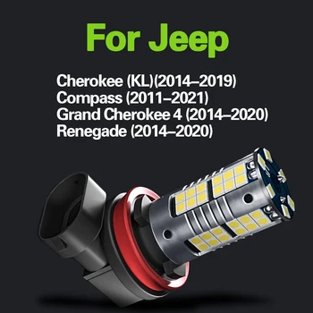 2 бр. led противотуманный фенер Blub Canbus Крушка H11 за Jeep Cherokee KL Compass, Grand Cherokee Ренегат 2016 2017 2018 2019 2020