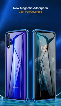 Двупосочен 360 Пълен Магнитен калъф за телефон Huawei Y7A Y9A Y6P Y7P Y8P P Smart S Z Plus Pro Y5 У 7 Y9 Prime 2019 Закалено Стъкло